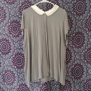 Modcloth 4x Gray Top w/ White Peter Pan Collar